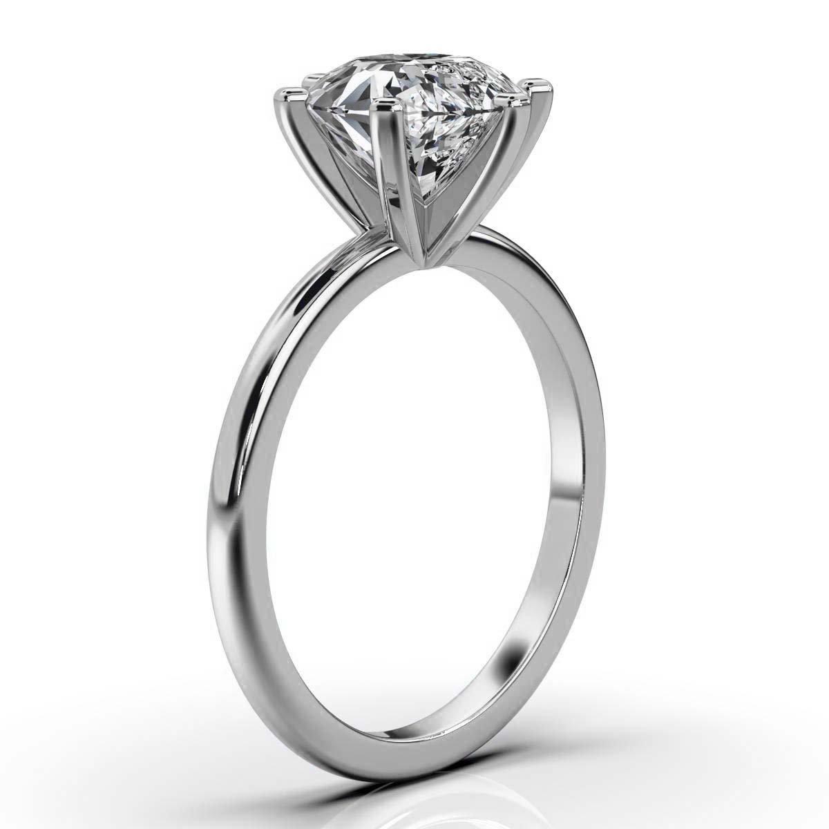 14K White Gold Wendy Luxurious Prong Solitaire Engagement Ring 
