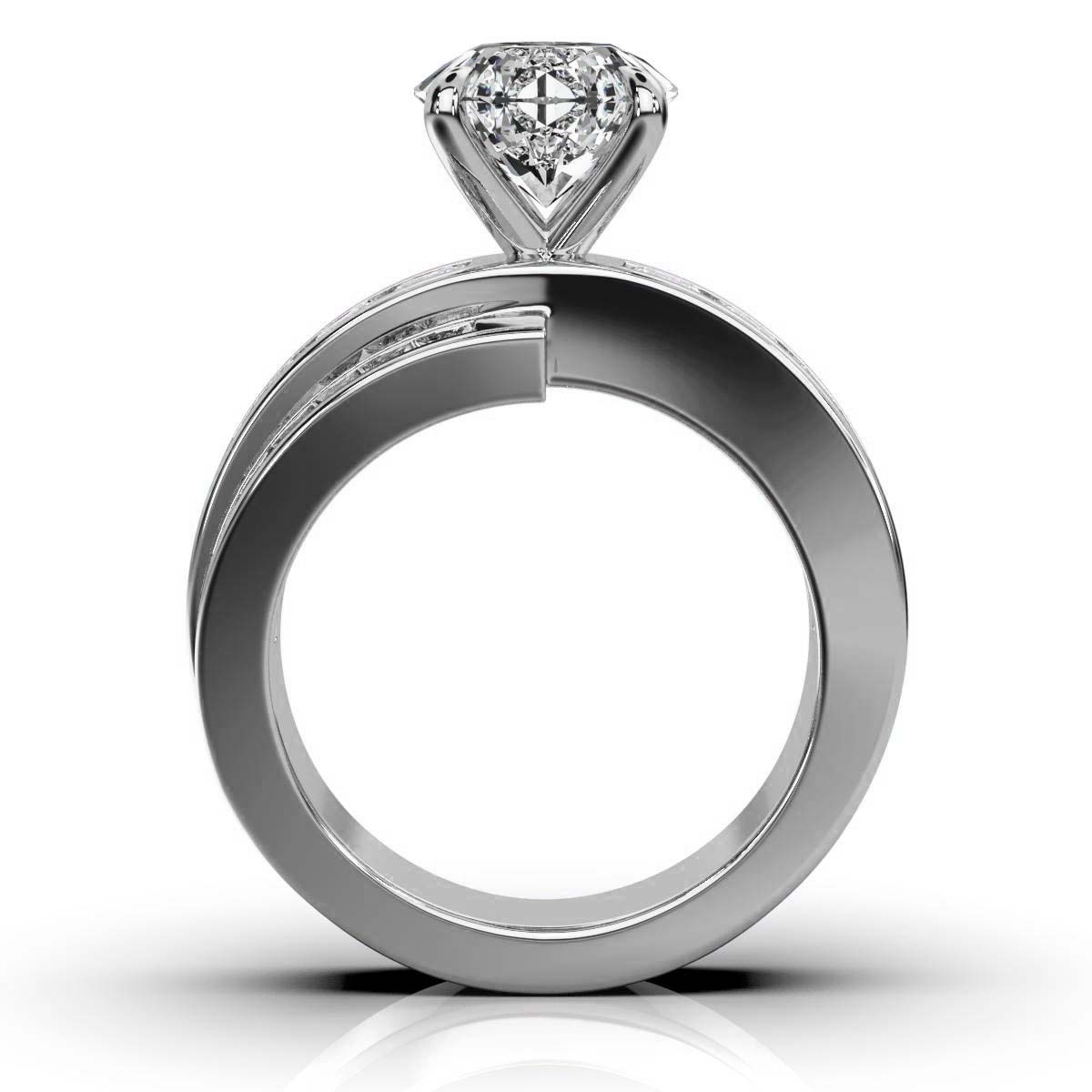 14K White Gold Mira Princess and Baguette Accented Lab Grown Diamond Ring (2 1/5 ct. tw)