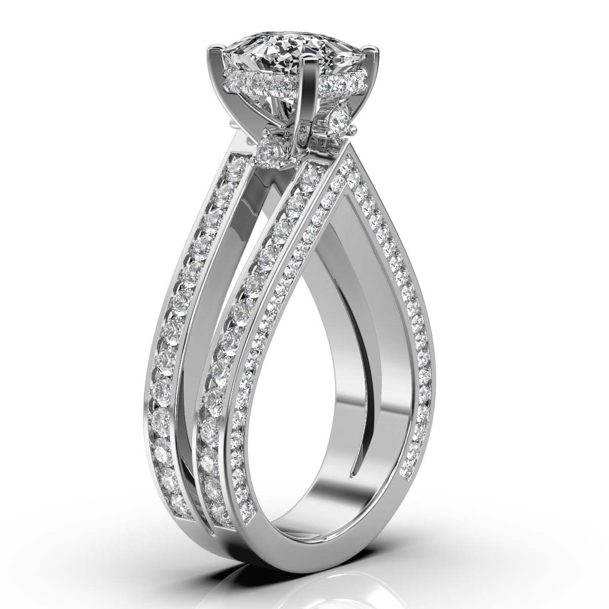 14K White Gold Sonnet Hidden Accents Lab Grown Diamond Ring (2 1/10 ct. tw)