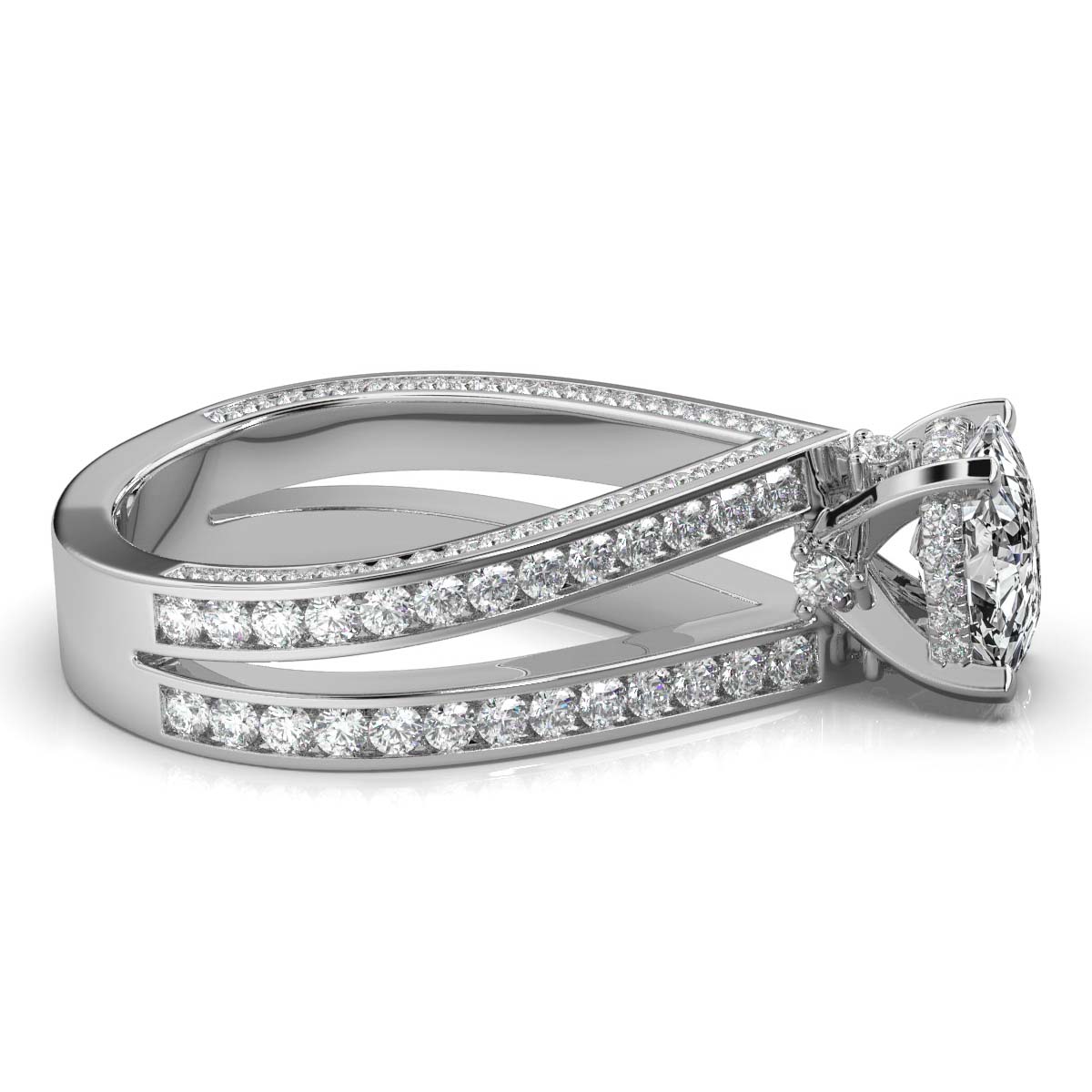 14K White Gold Sonnet Hidden Accents Lab Grown Diamond Ring (2 1/10 ct. tw)