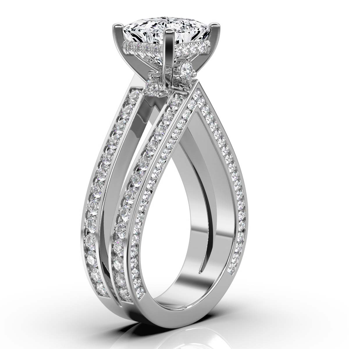 14K White Gold Sonnet Hidden Accents Lab Grown Diamond Ring (2 1/10 ct. tw)