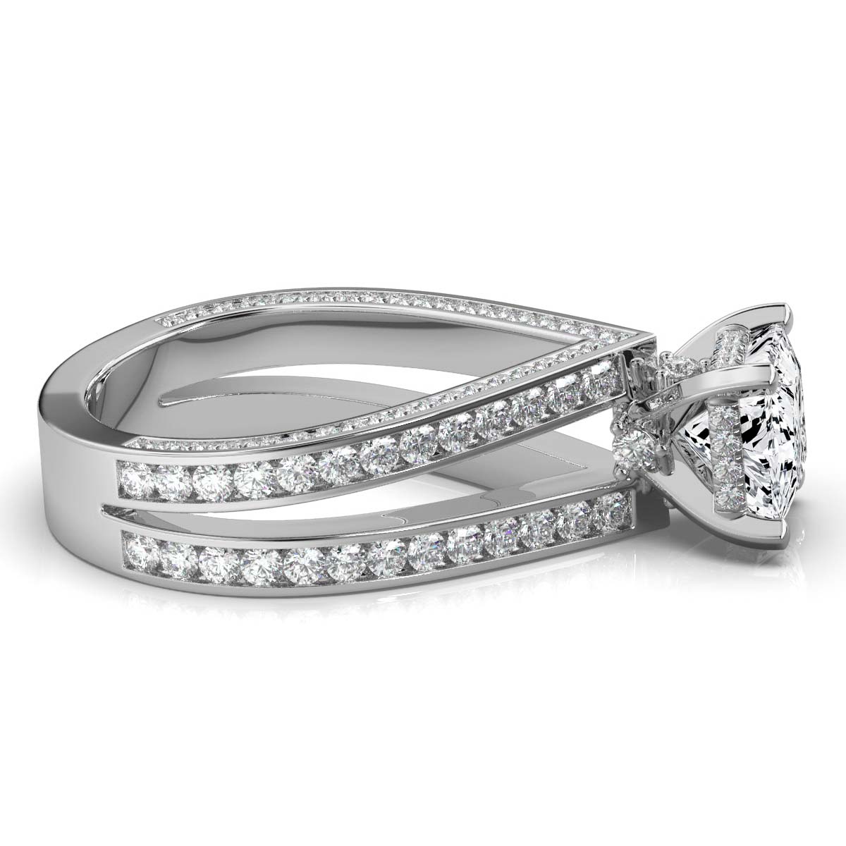 14K White Gold Sonnet Hidden Accents Lab Grown Diamond Ring (2 1/10 ct. tw)