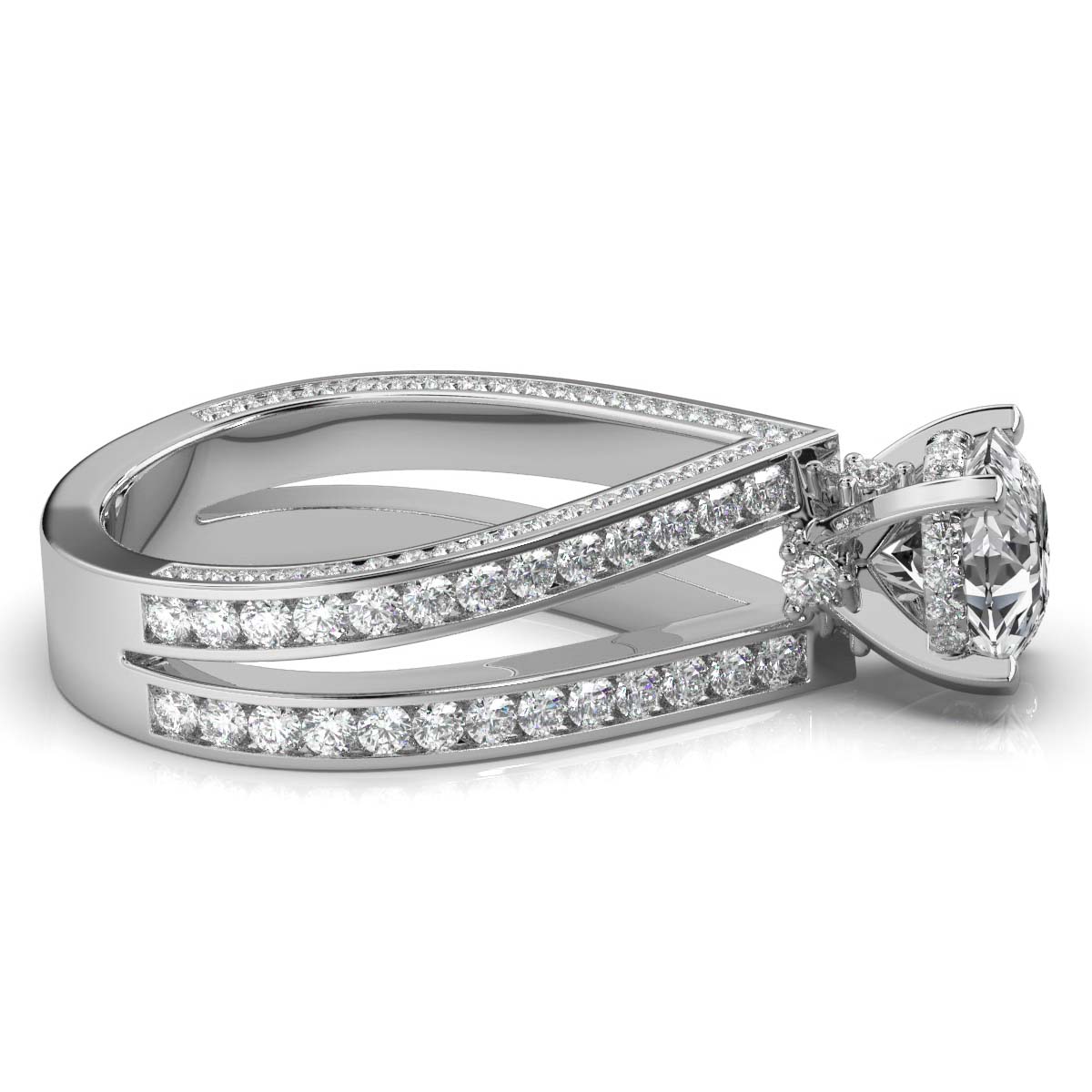 14K White Gold Sonnet Hidden Accents Lab Grown Diamond Ring (2 1/10 ct. tw)