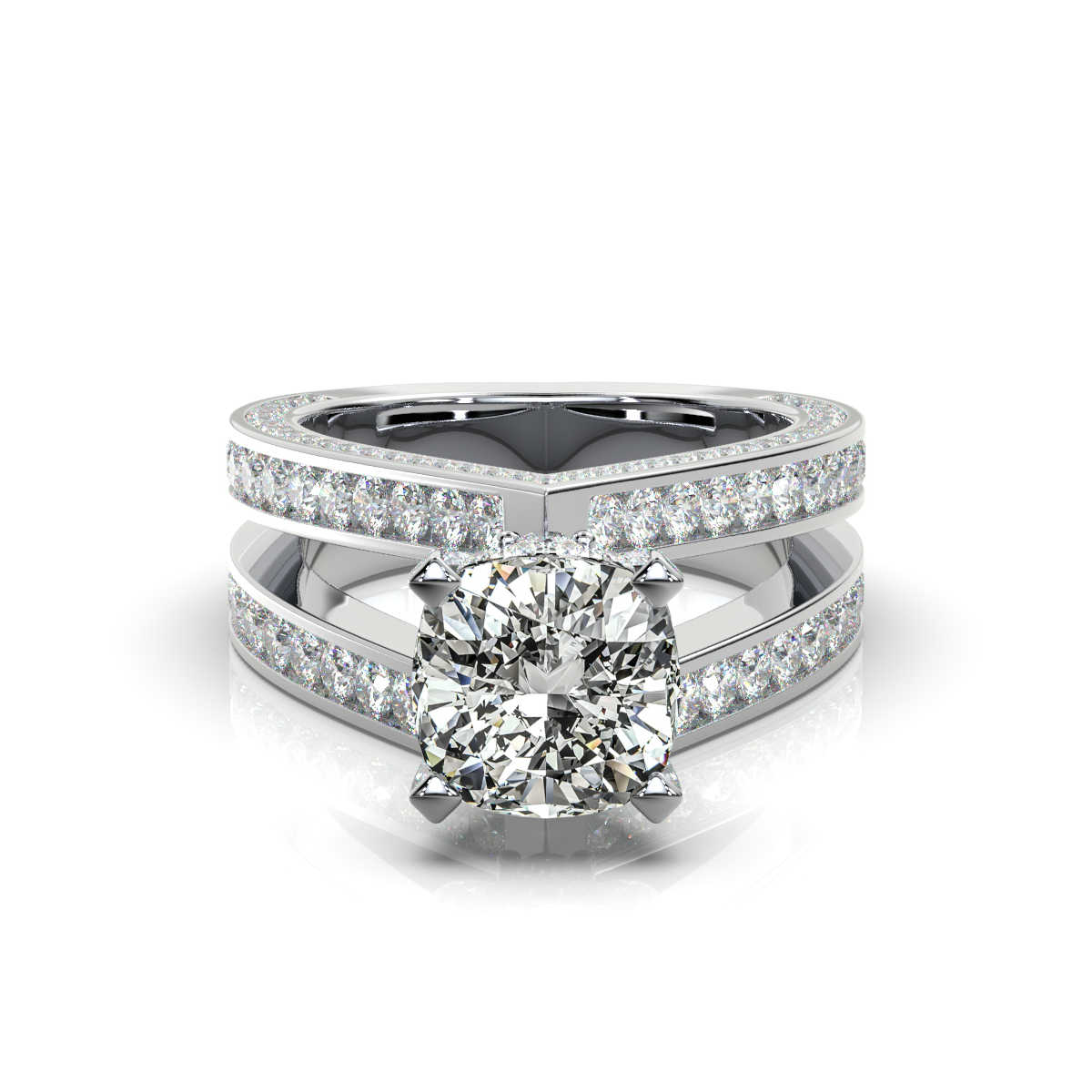 14K White Gold Sonnet Hidden Accents Lab Grown Diamond Ring (2 1/10 ct. tw)