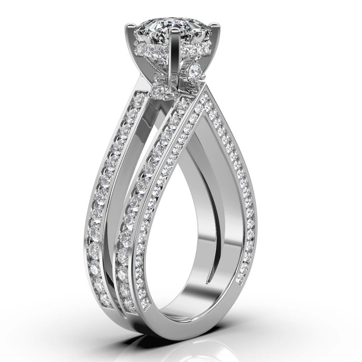 14K White Gold Sonnet Hidden Accents Lab Grown Diamond Ring (2 1/10 ct. tw)