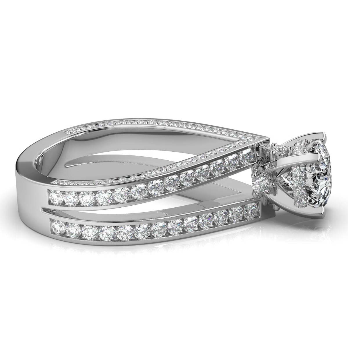 14K White Gold Sonnet Hidden Accents Lab Grown Diamond Ring (2 1/10 ct. tw)