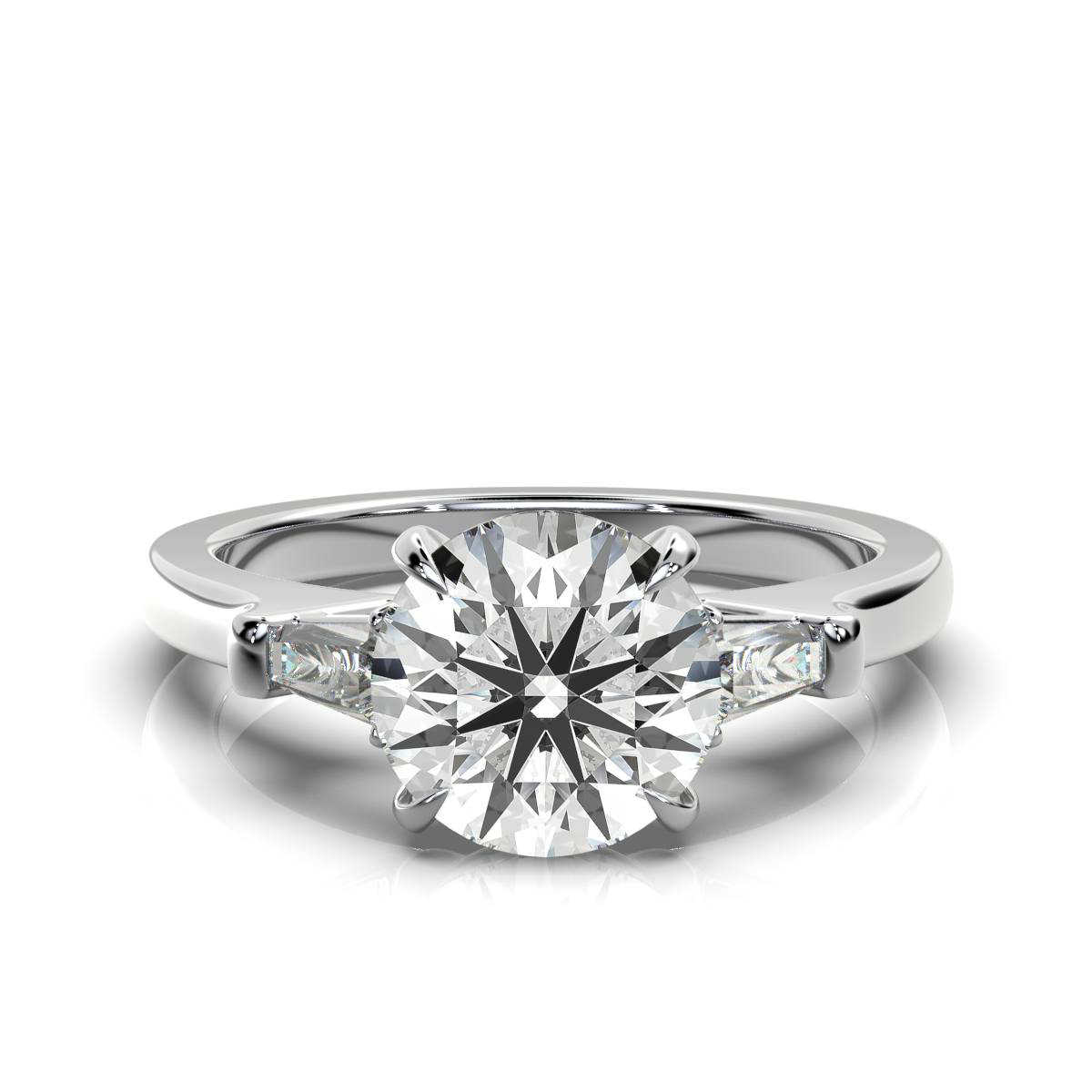 14K White Gold Keyla Three Stone Tapered Baguette Lab Grown Diamond Ring (1/4 ct. tw)