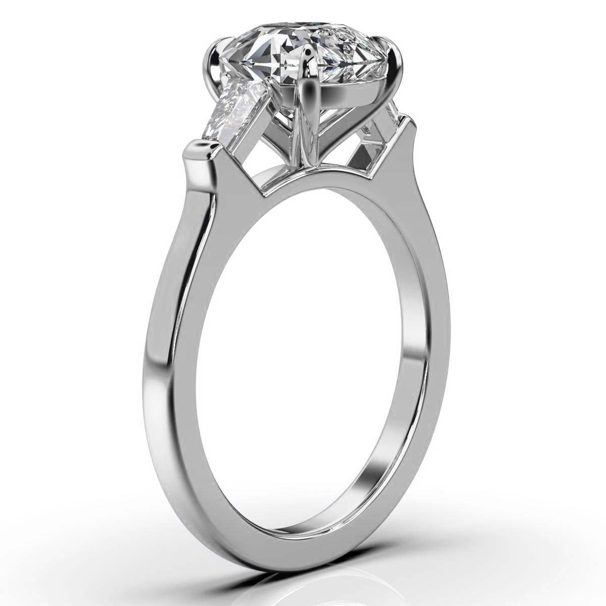 14K White Gold Keyla Three Stone Tapered Baguette Lab Grown Diamond Ring (1/4 ct. tw)