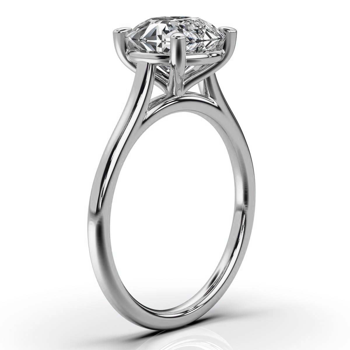 14K White Gold Balerina Solitaire Engagement Ring 