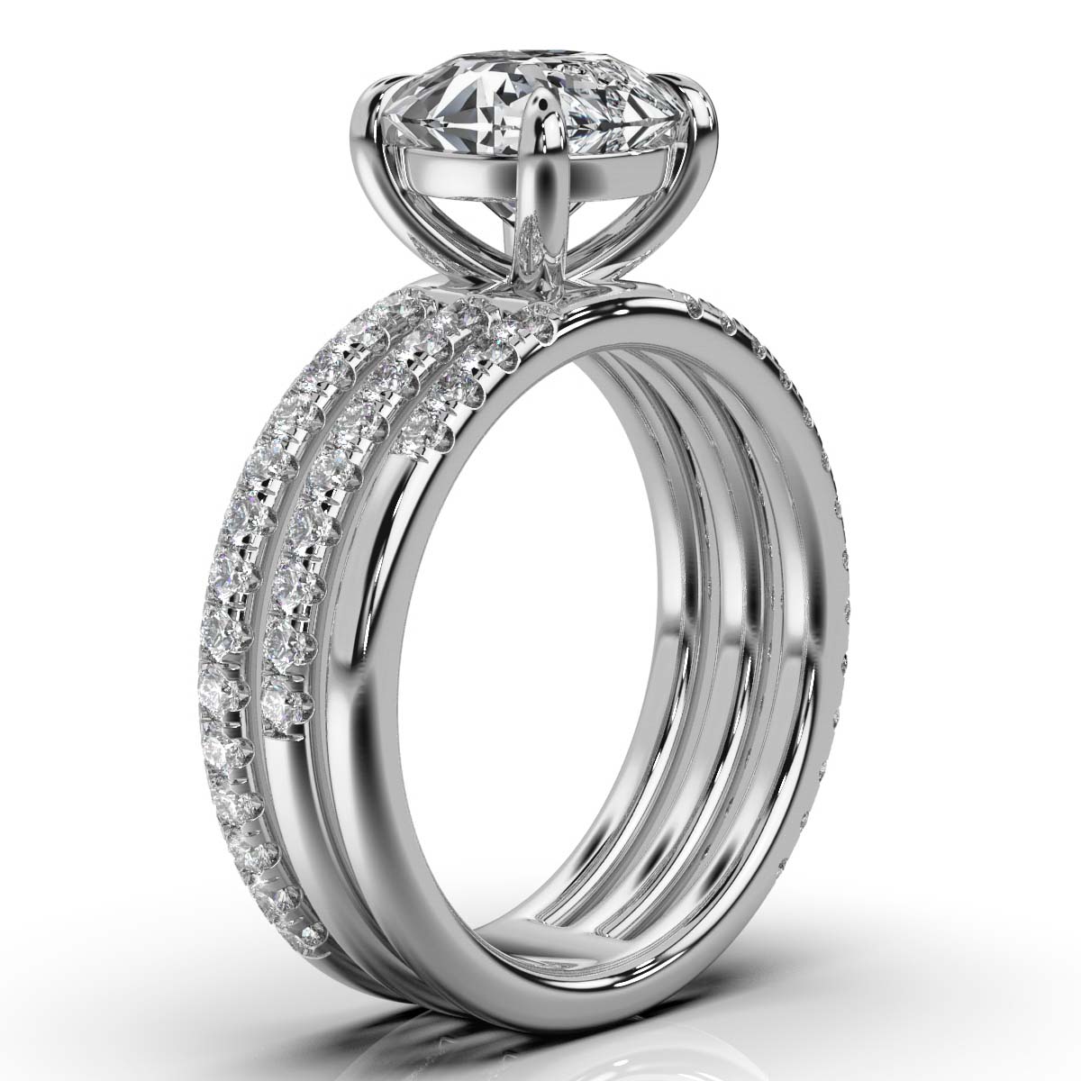 14K White Gold Cersei Triple Row Band Lab Grown Diamond Ring (1/2 ct. tw)