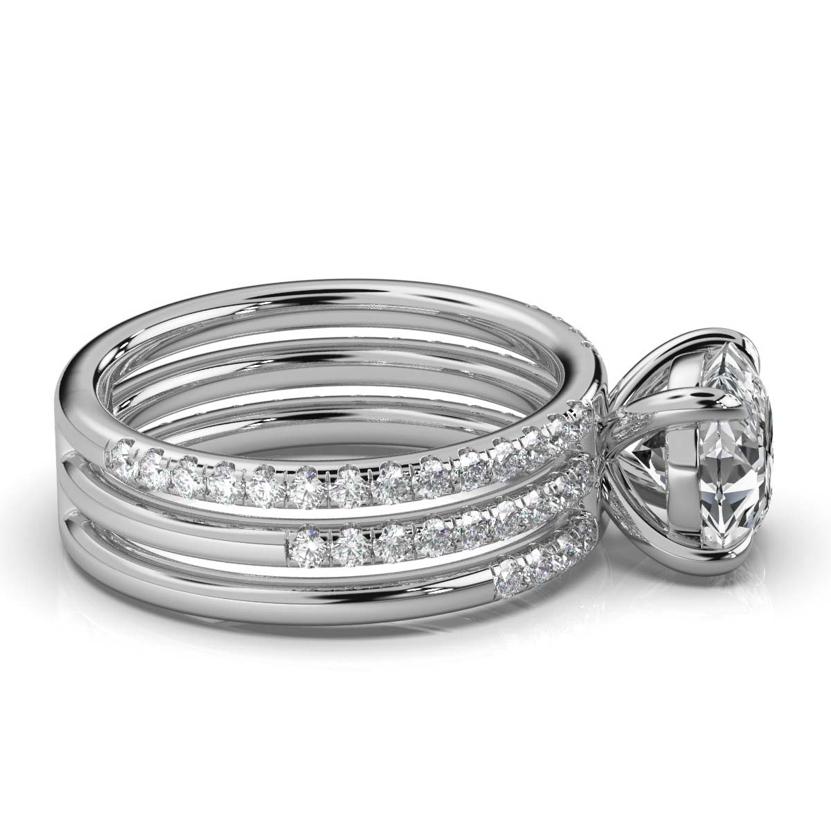 14K White Gold Cersei Triple Row Band Lab Grown Diamond Ring (1/2 ct. tw)