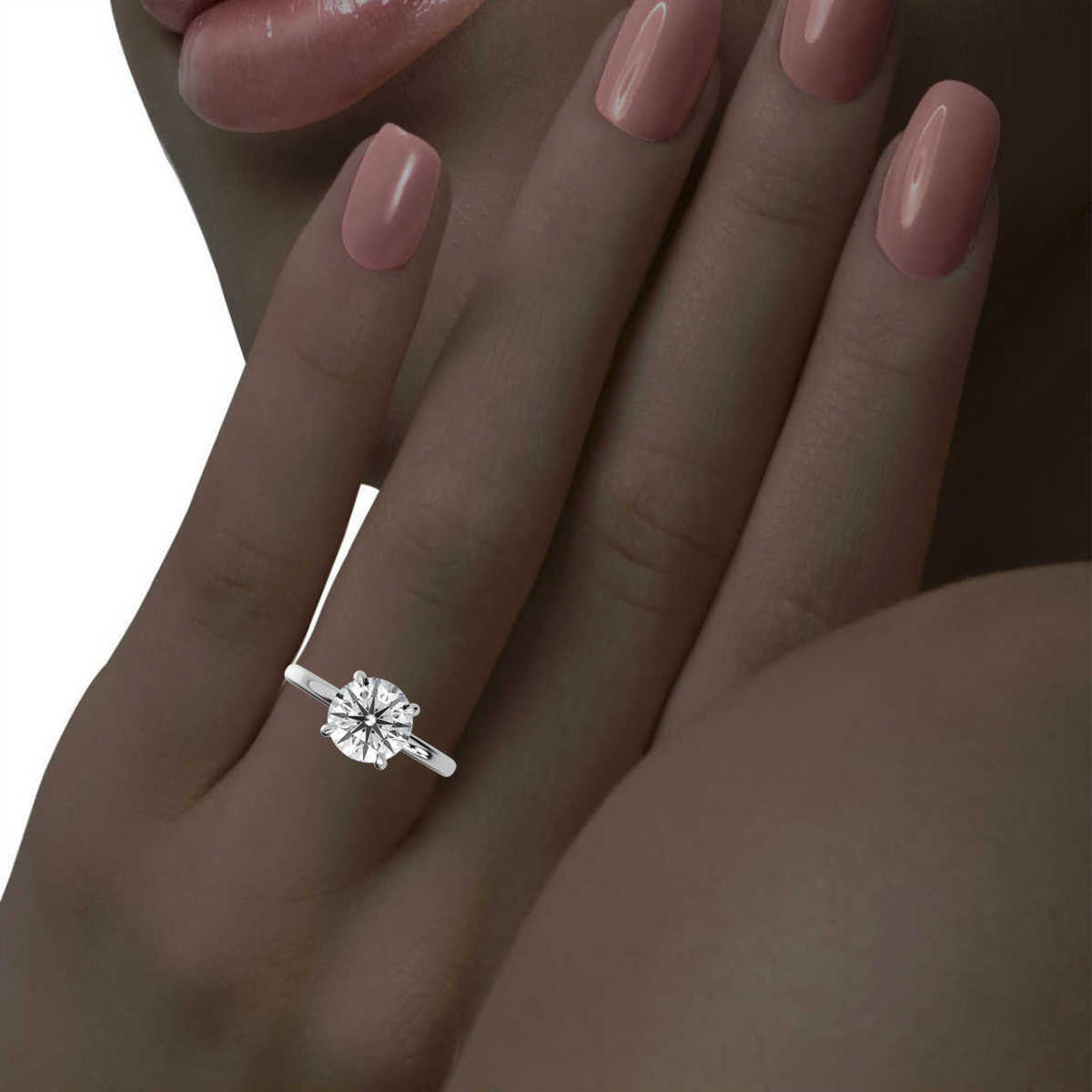 14K White Gold Becky Solitaire Engagement Ring 