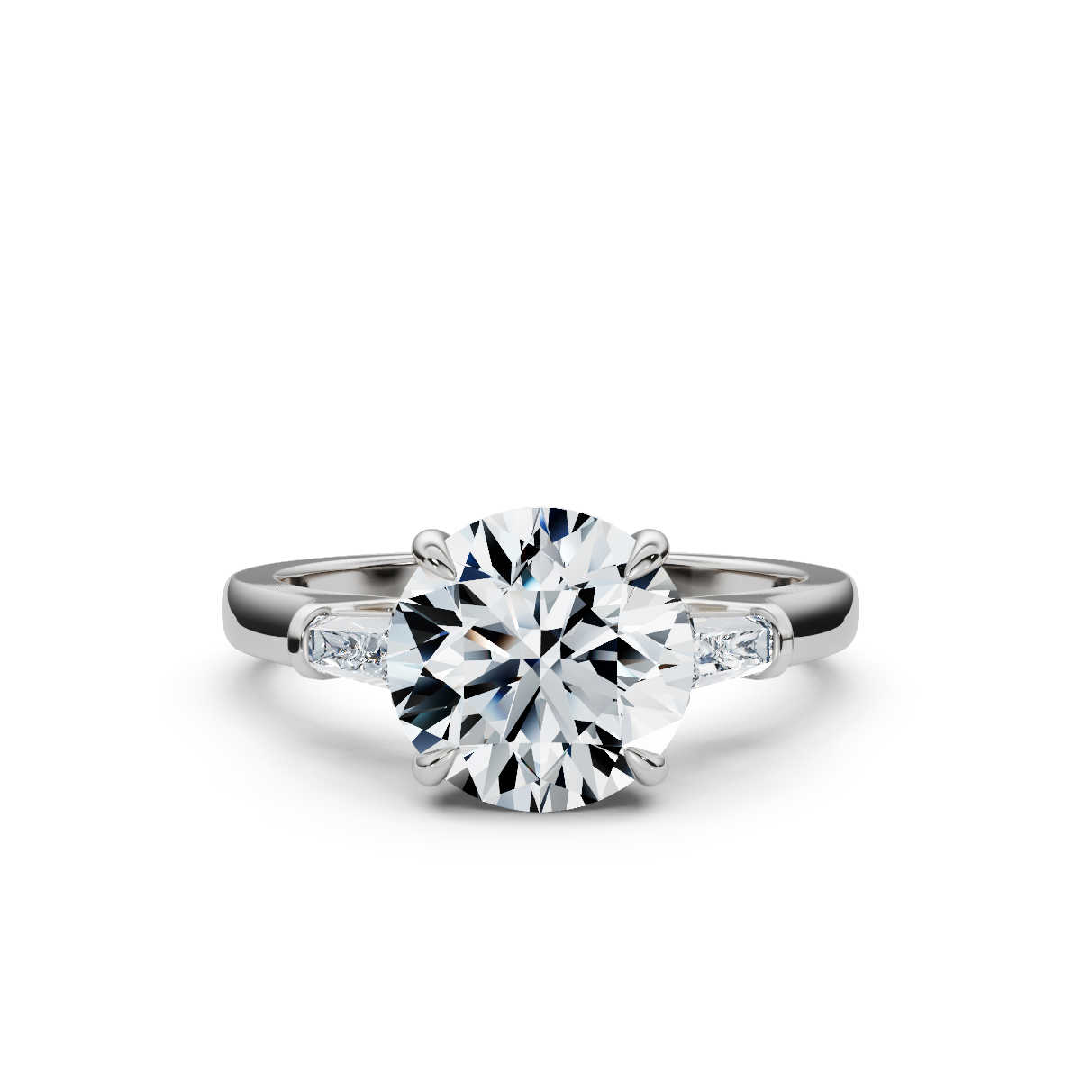 14K White Gold Annie Three Stone Baguette Lab Grown Diamond Ring (1/5 ct. tw)