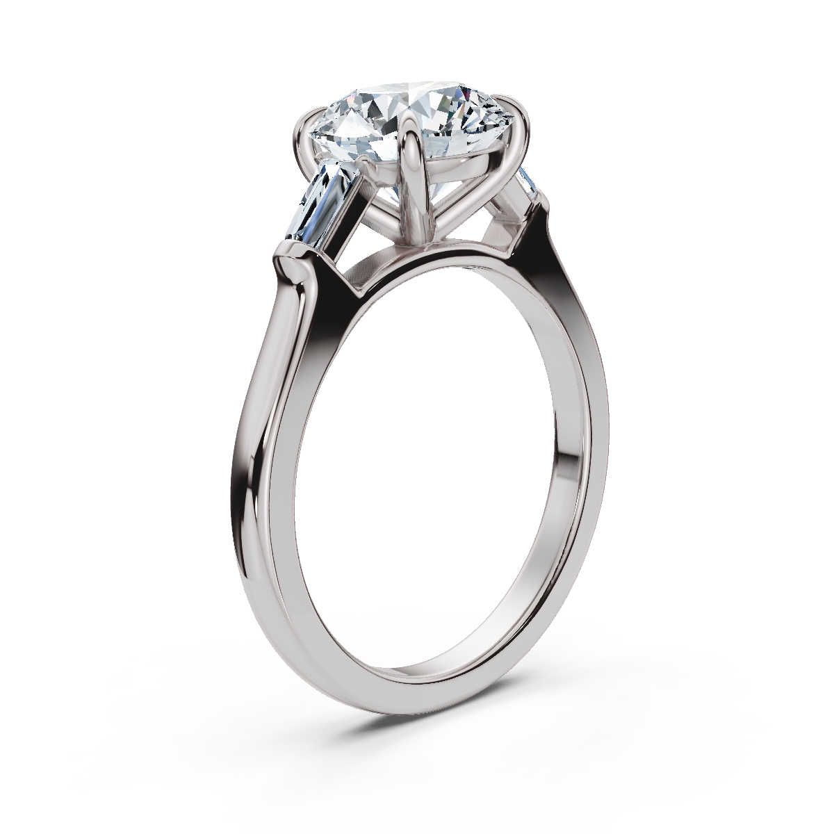 14K White Gold Annie Three Stone Baguette Lab Grown Diamond Ring (1/5 ct. tw)