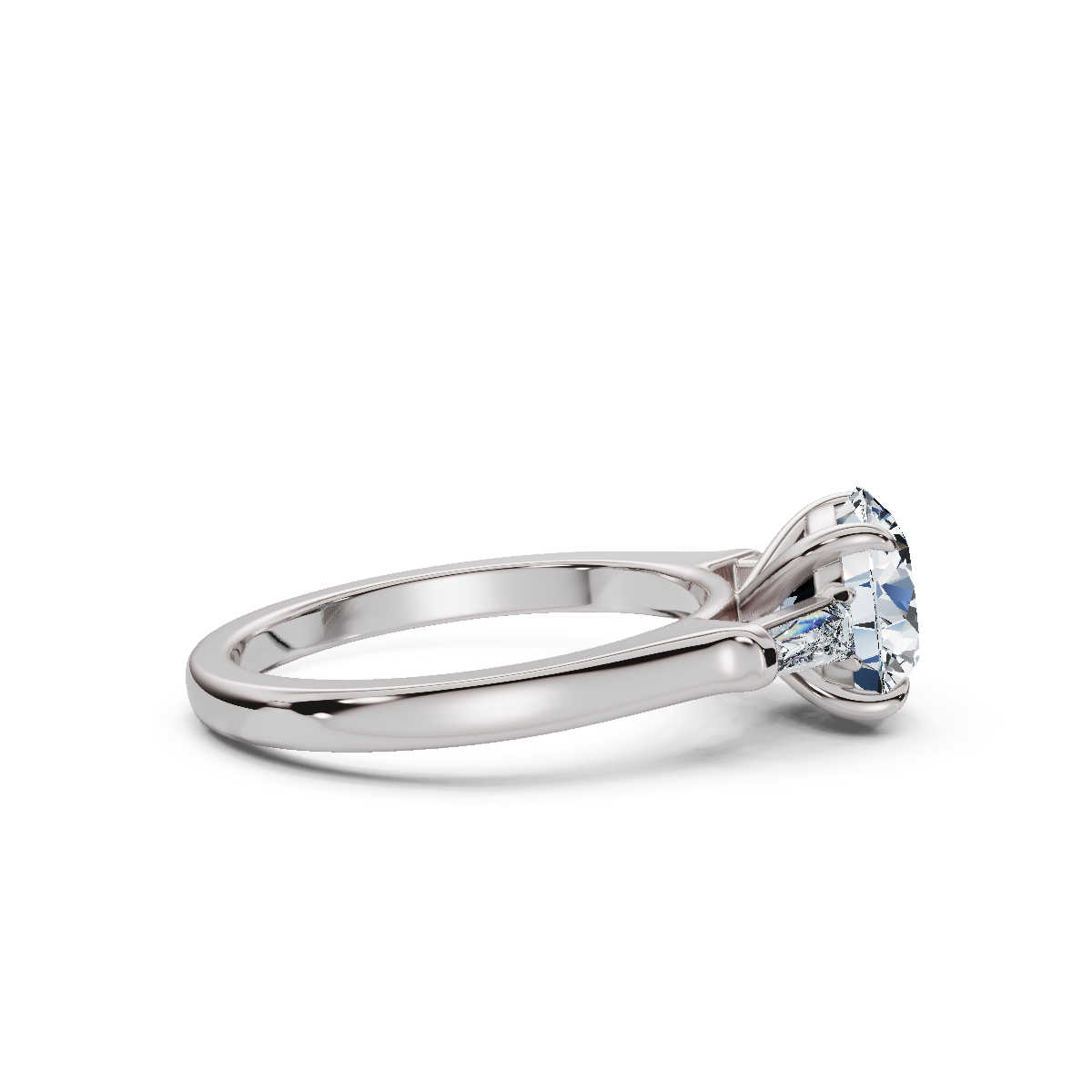 14K White Gold Annie Three Stone Baguette Lab Grown Diamond Ring (1/5 ct. tw)