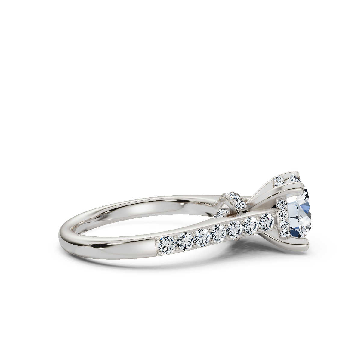 14K White Gold Rosé Accents Claw Prong Lab Grown Diamond Ring (1/2 ct. tw)