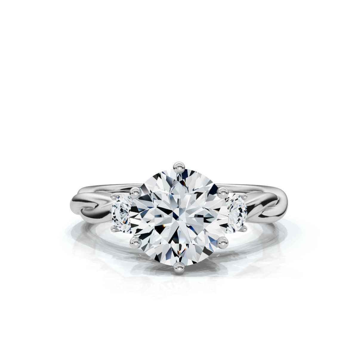 14K White Gold Kadence Three Stone Round Lab Grown Diamond Ring (1/3 ct. tw)