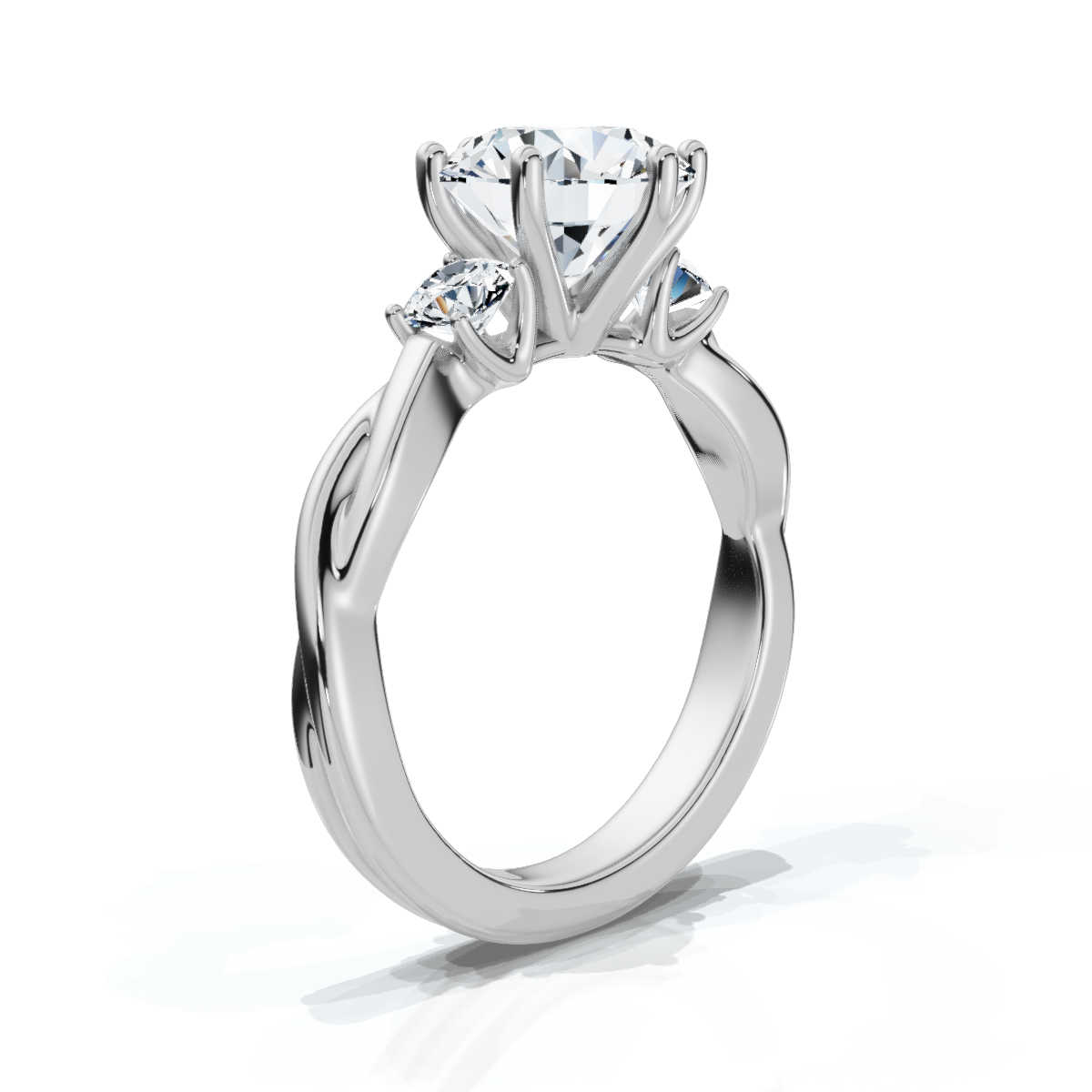 14K White Gold Kadence Three Stone Round Lab Grown Diamond Ring (1/3 ct. tw)