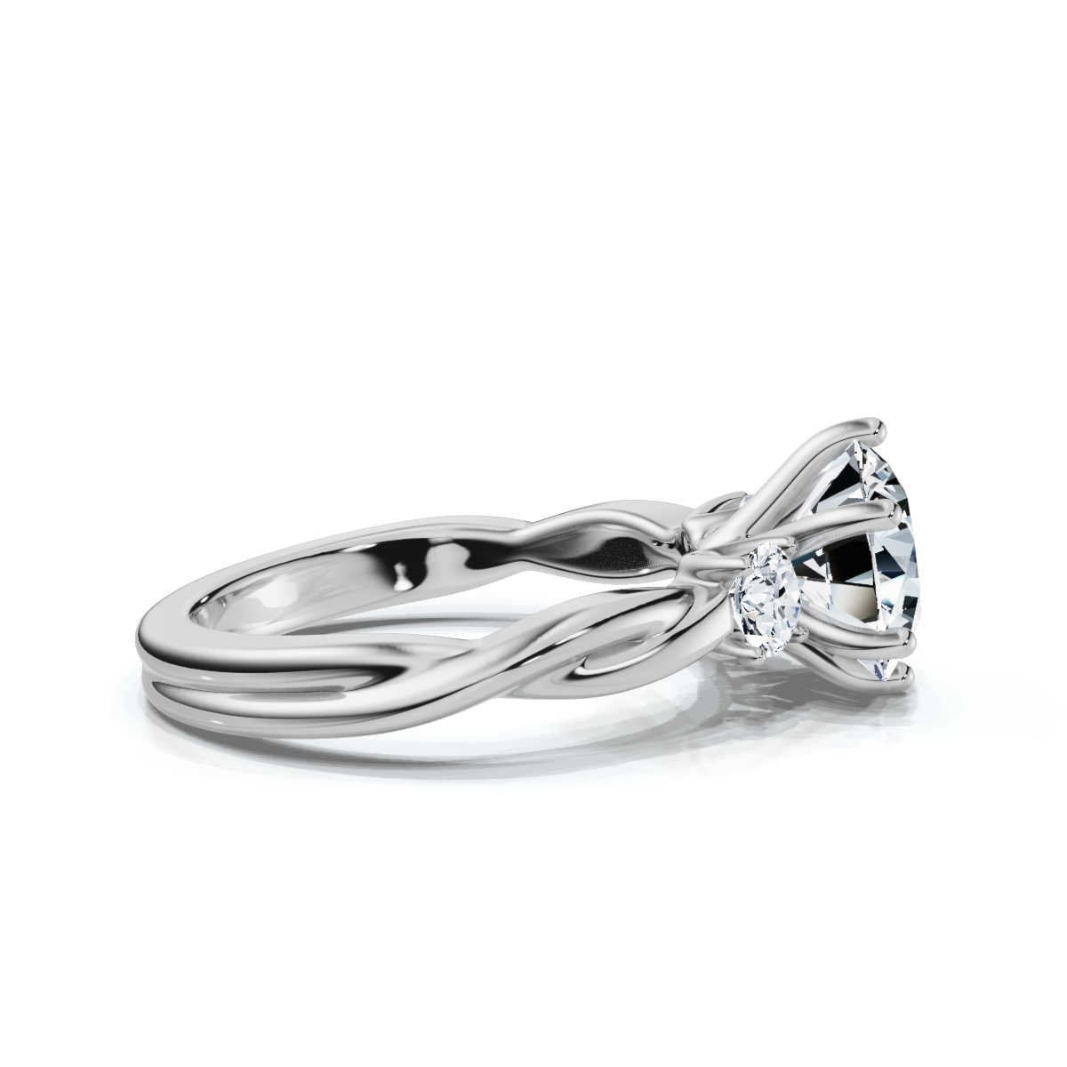 14K White Gold Kadence Three Stone Round Lab Grown Diamond Ring (1/3 ct. tw)