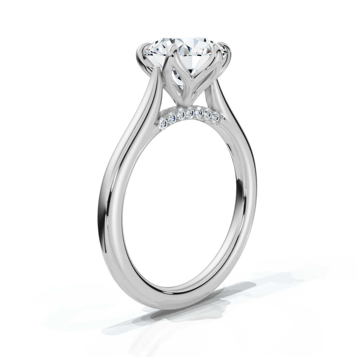 14K White Gold Indira Tulip Lab Grown Diamond Engagement Ring (1/10 ct. tw)