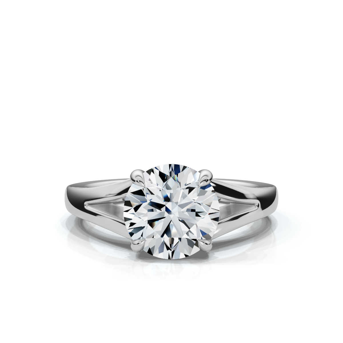 14K White Gold Sierra Spit Shank Solitaire Engagement Ring