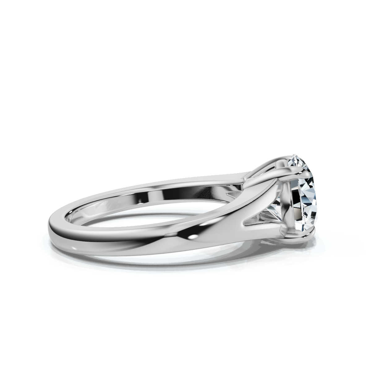14K White Gold Sierra Spit Shank Solitaire Engagement Ring