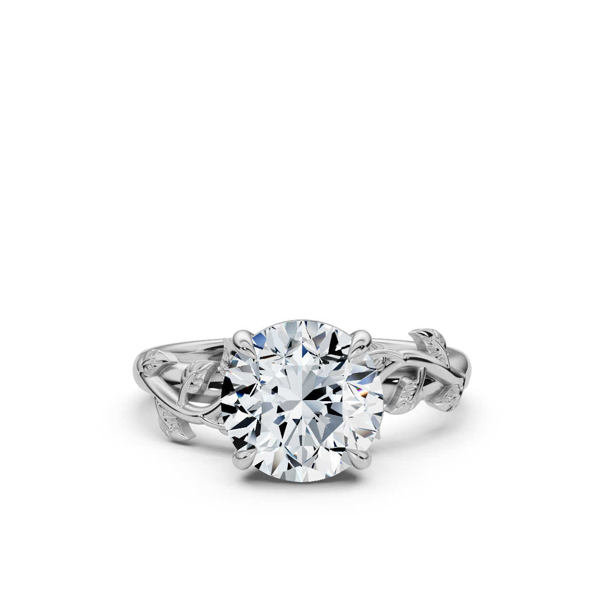 14K White Gold Marigold Nature Inspired Engagement Ring 