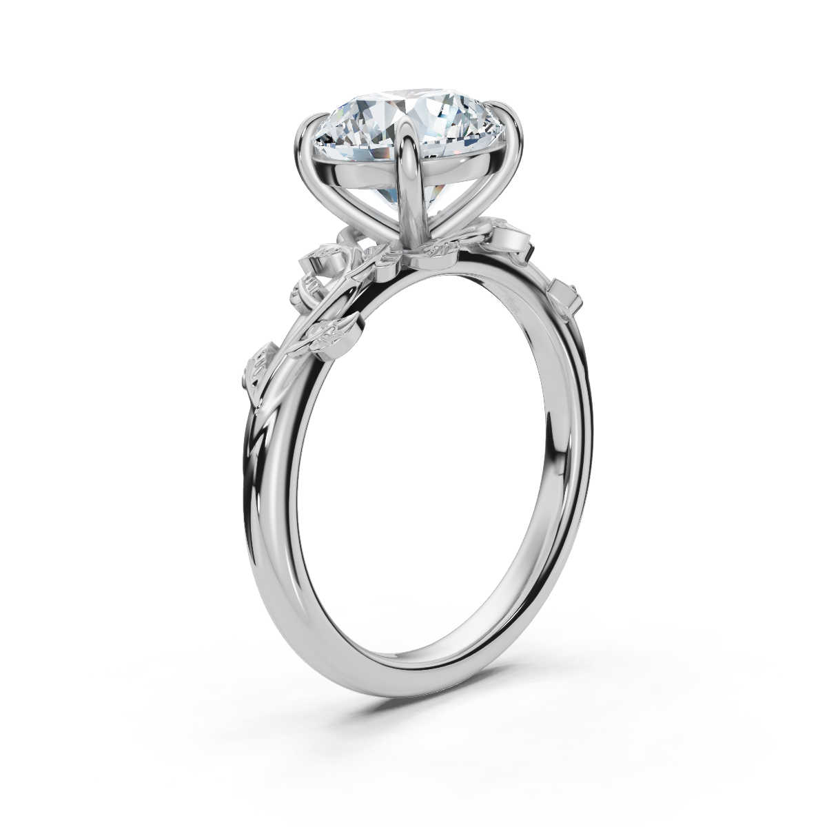 14K White Gold Marigold Nature Inspired Engagement Ring 