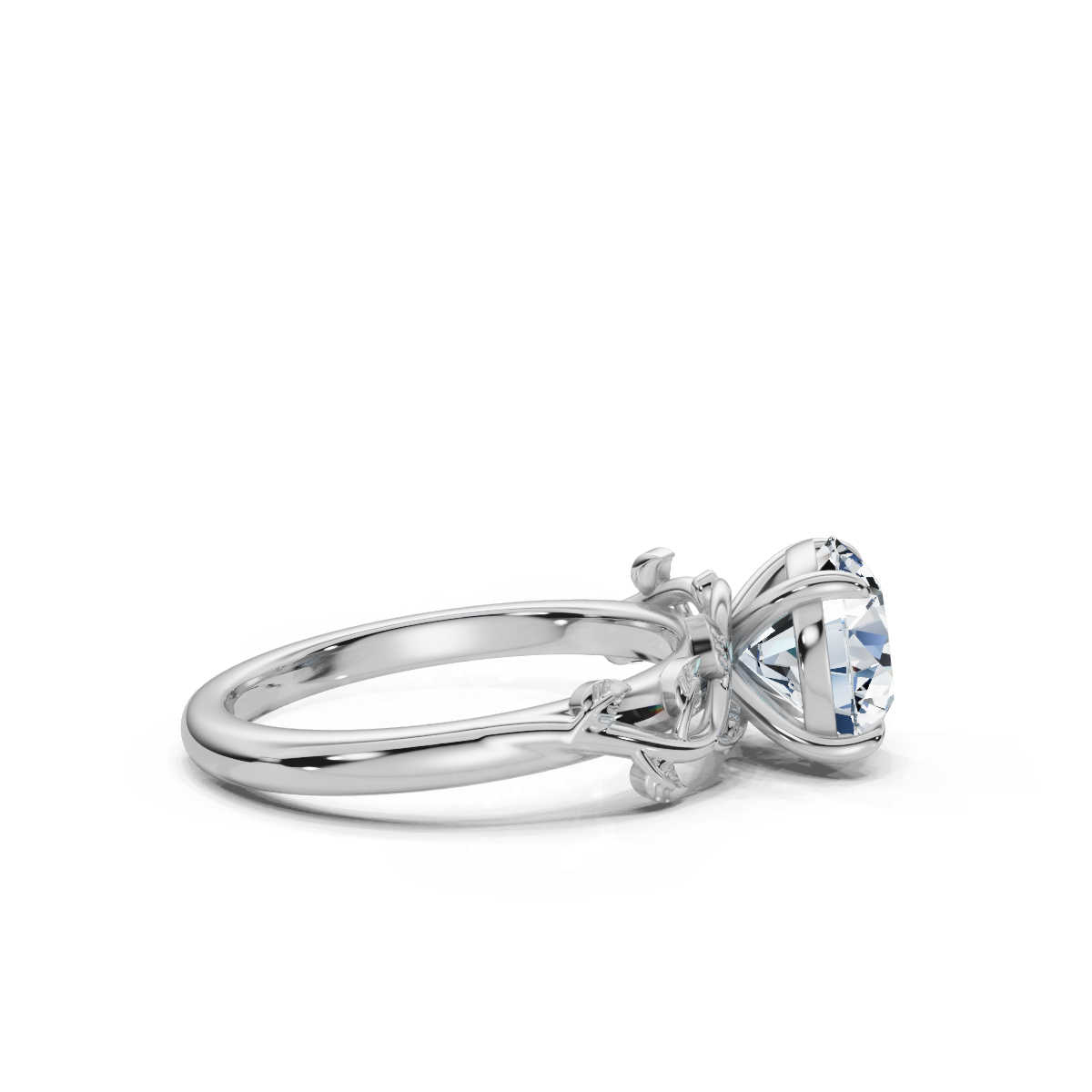 14K White Gold Marigold Nature Inspired Engagement Ring 