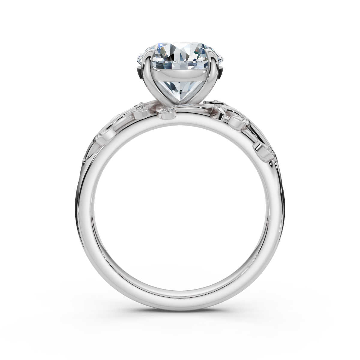 14K White Gold Marigold Nature Inspired Engagement Ring 