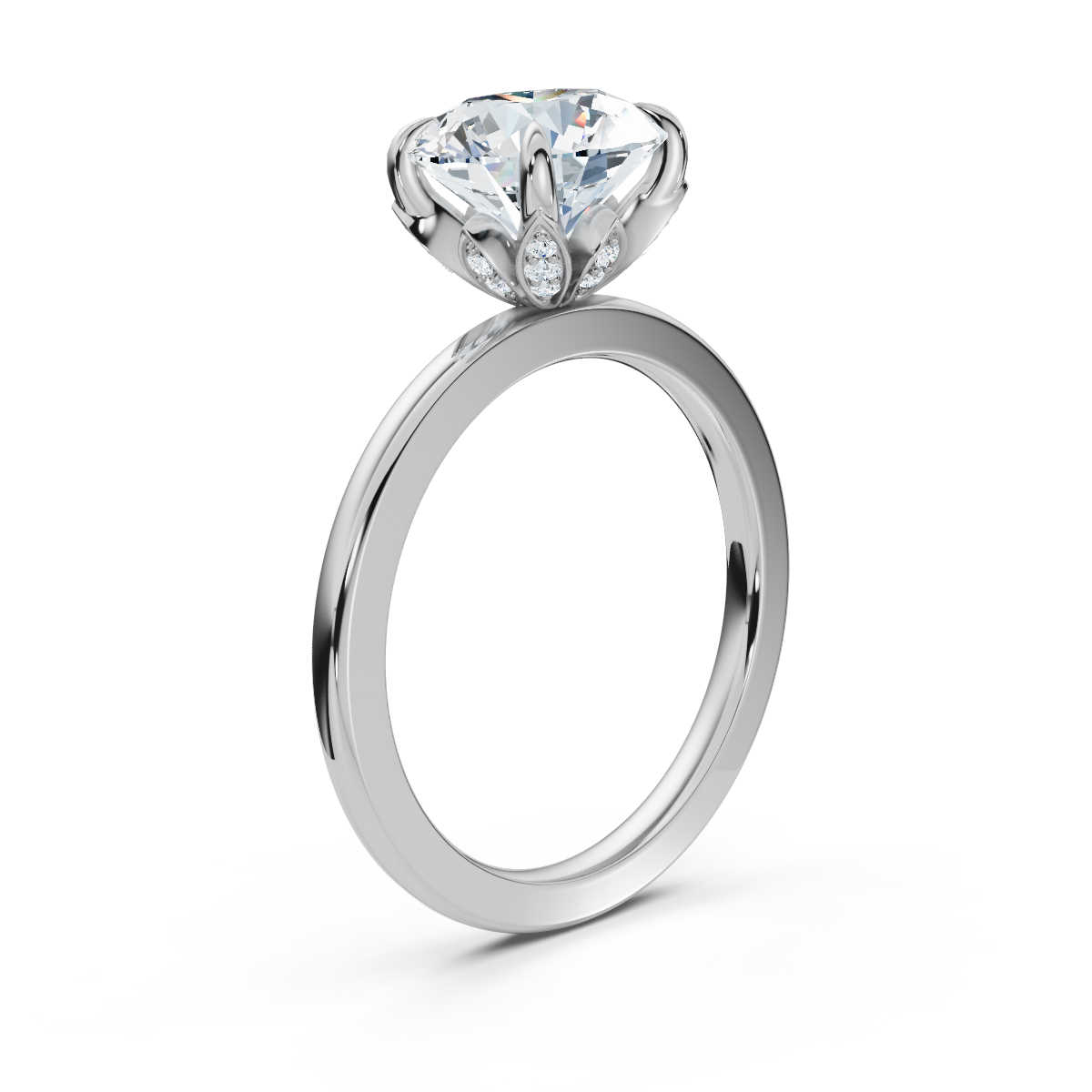 14K White Gold Veronica Petal Hidden Accents Lab Grown Diamond Ring (1/10 ct. tw)