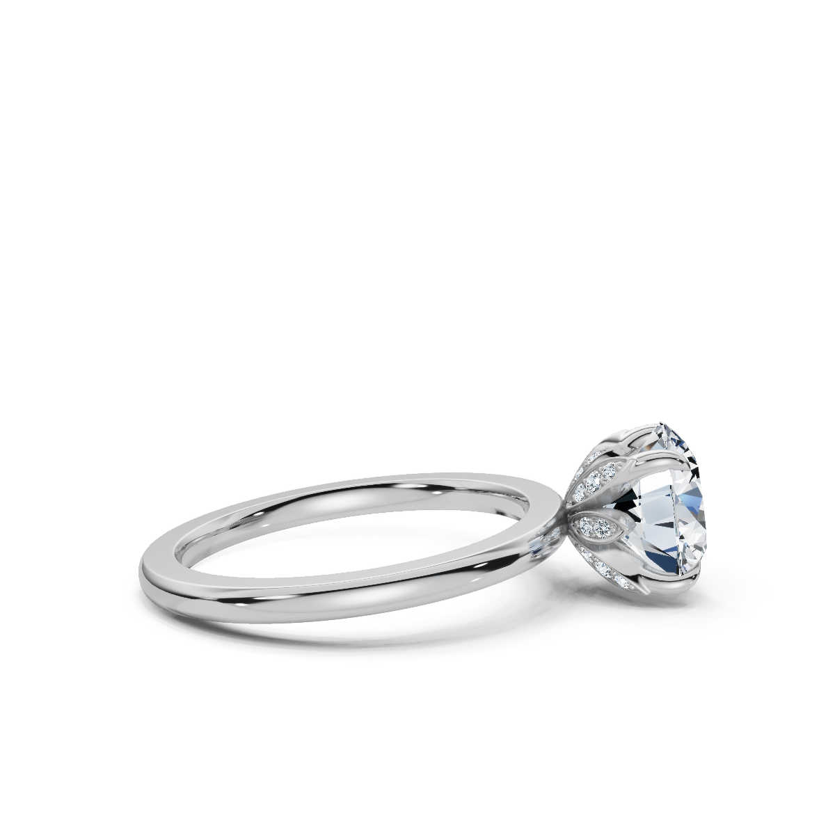 14K White Gold Veronica Petal Hidden Accents Lab Grown Diamond Ring (1/10 ct. tw)