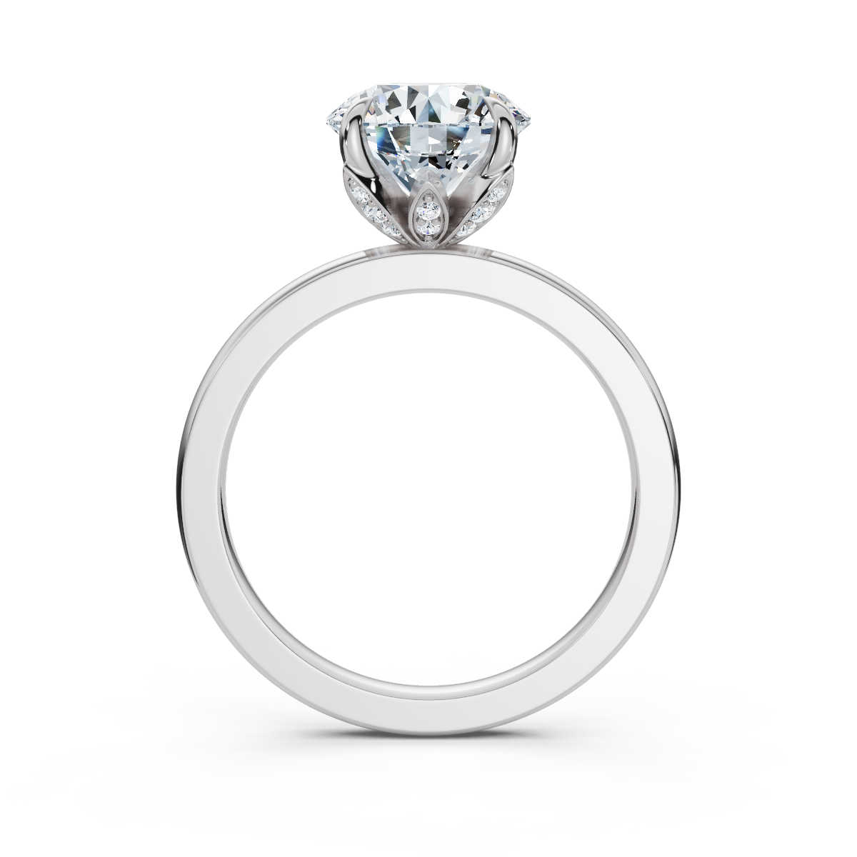 14K White Gold Veronica Petal Hidden Accents Lab Grown Diamond Ring (1/10 ct. tw)