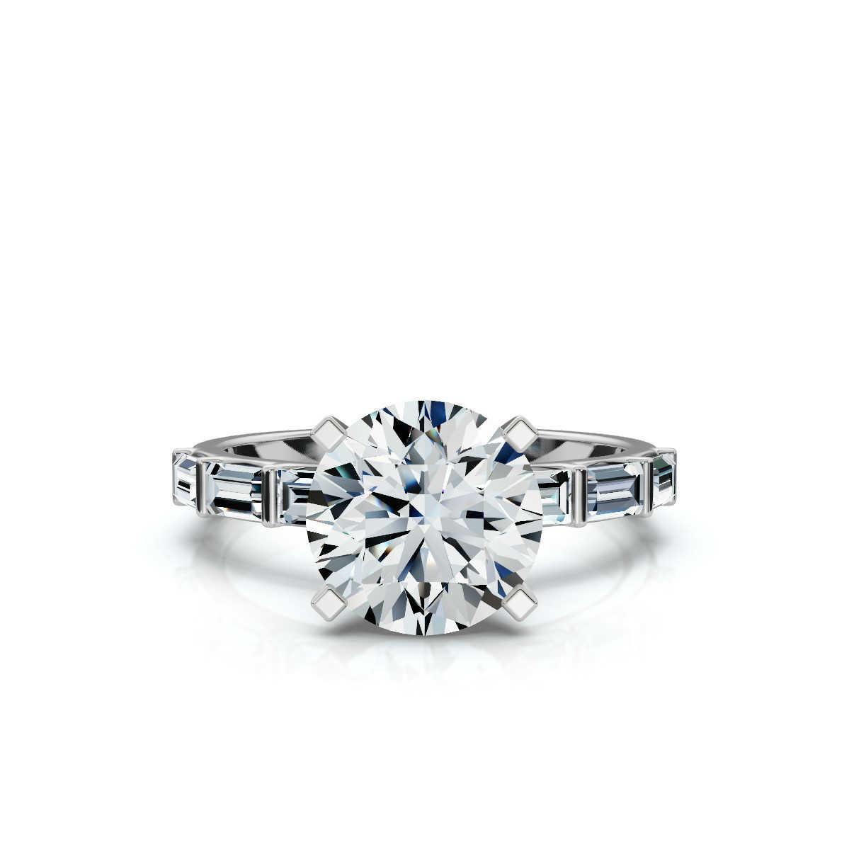 14K White Gold Vivien Baguette Accents Lab Grown Diamond Engagement Ring (4/5 ct. tw)