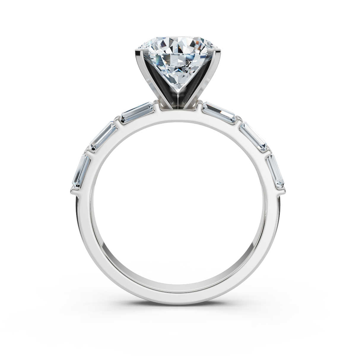 14K White Gold Vivien Baguette Accents Lab Grown Diamond Engagement Ring (4/5 ct. tw)