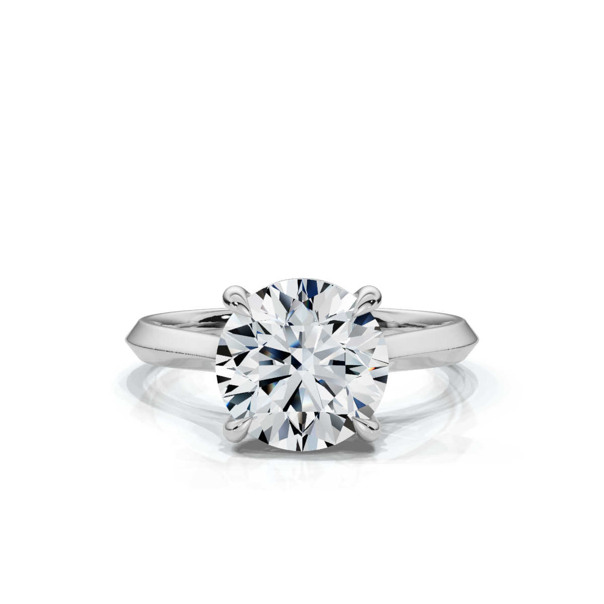 14K White Gold Cliff Solitaire Engagement Ring 