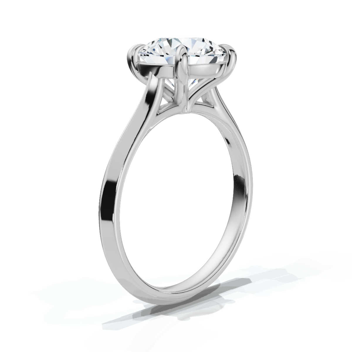 14K White Gold Cliff Solitaire Engagement Ring 