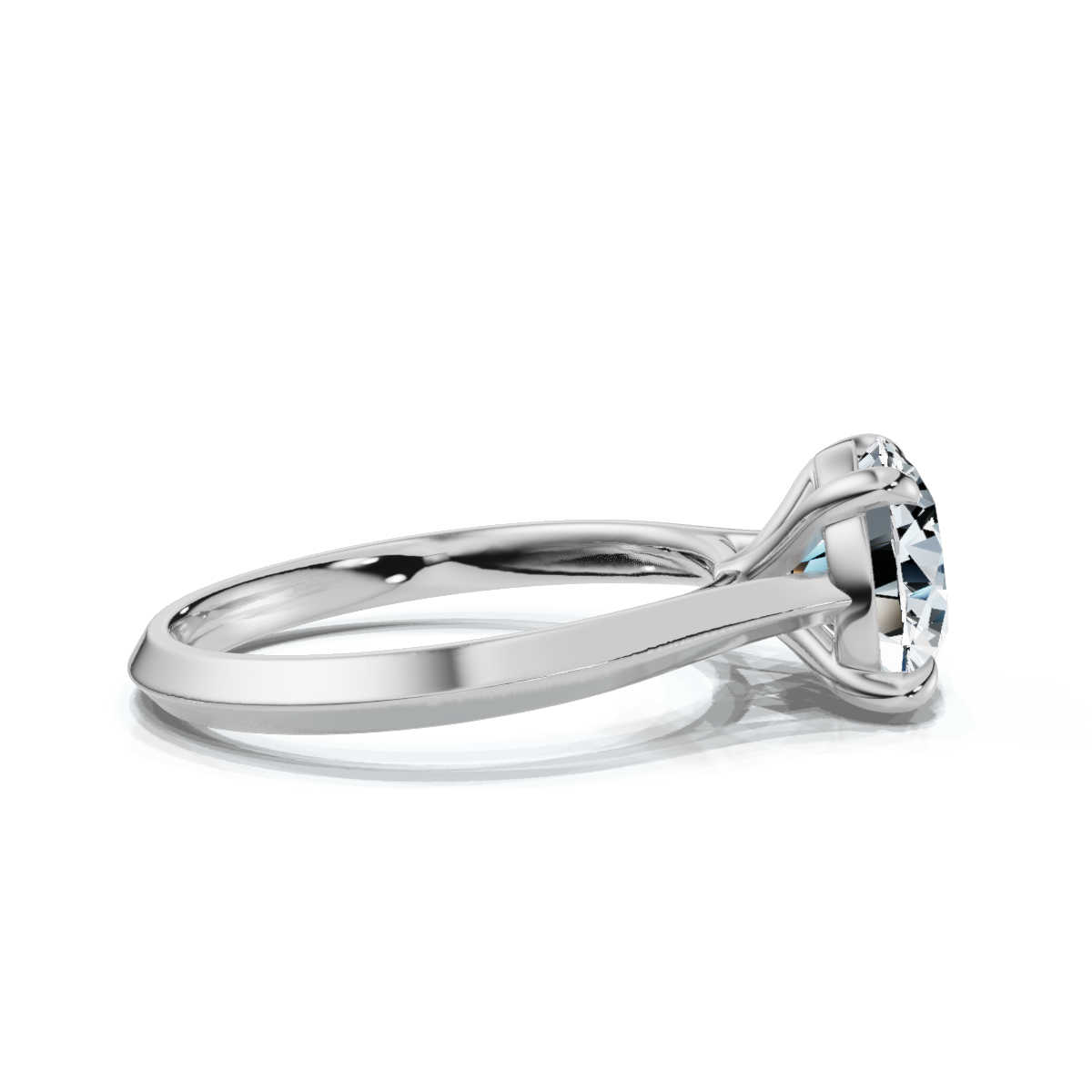 14K White Gold Cliff Solitaire Engagement Ring 