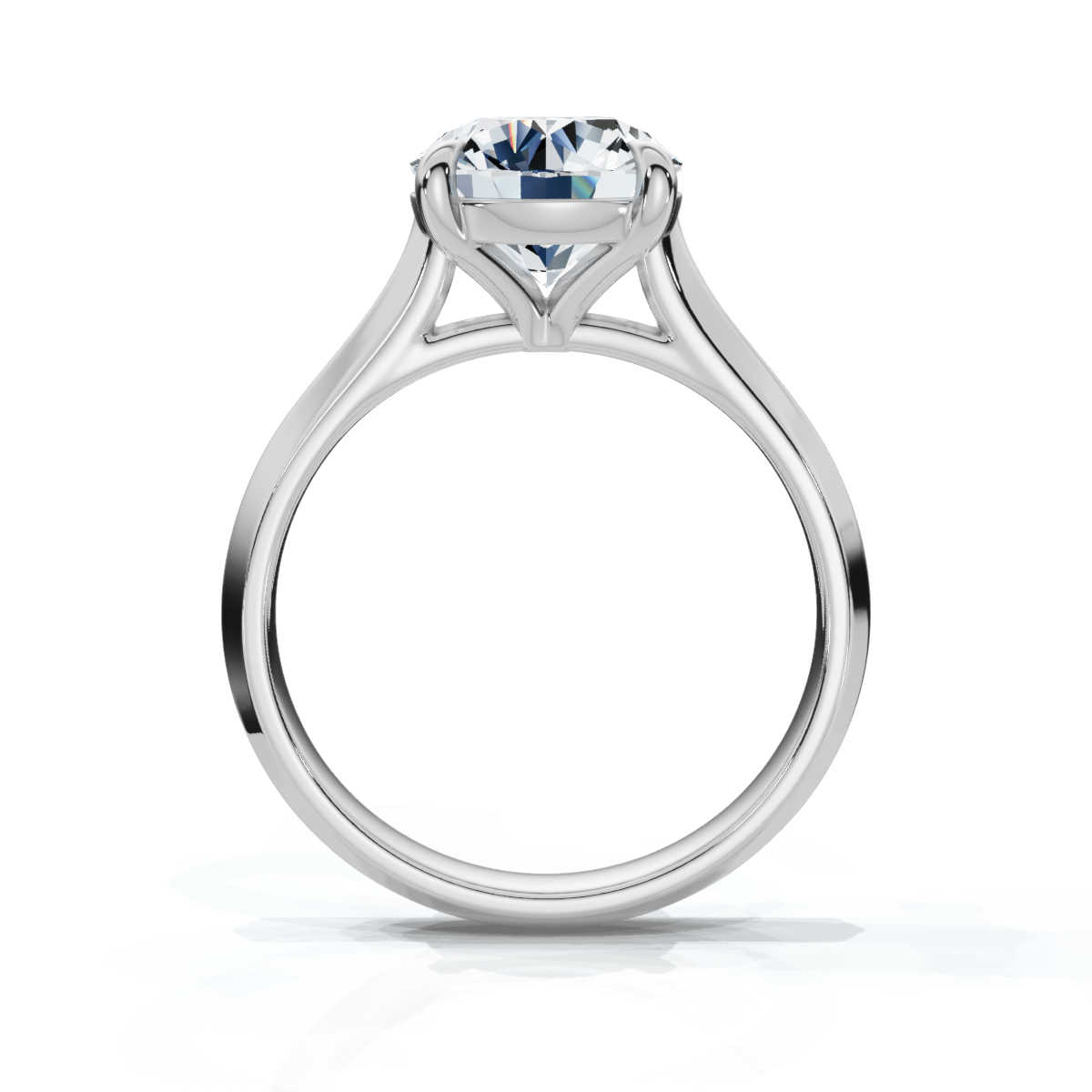 14K White Gold Cliff Solitaire Engagement Ring 