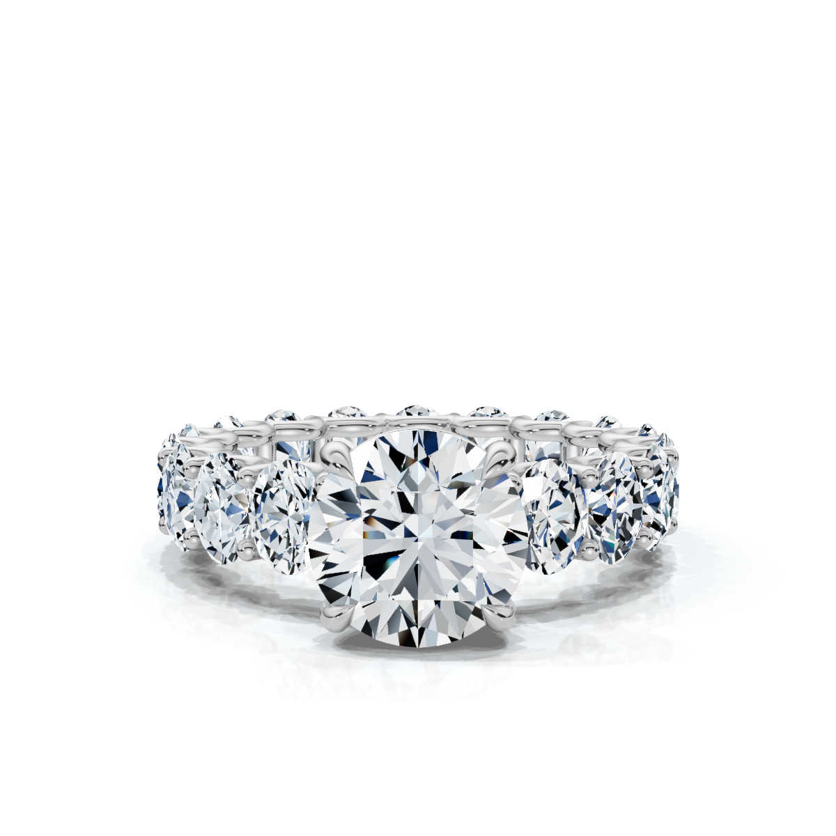 14K White Gold Winnie Oval Accents Lab Grown Diamond Ring (3 2/5 ct. tw)