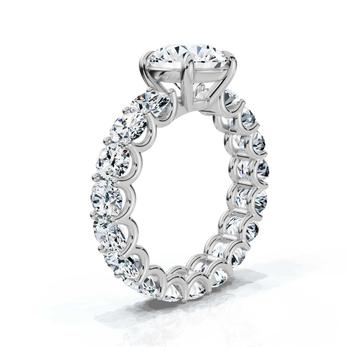 14K White Gold Winnie Oval Accents Lab Grown Diamond Ring (3 2/5 ct. tw)