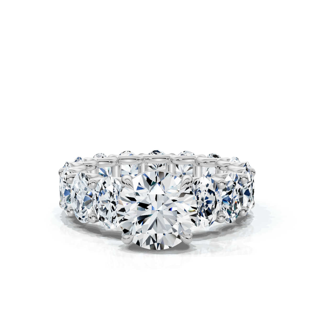 14K White Gold Winnie Oval Accents Lab Grown Diamond Ring (6.00 ct. tw)
