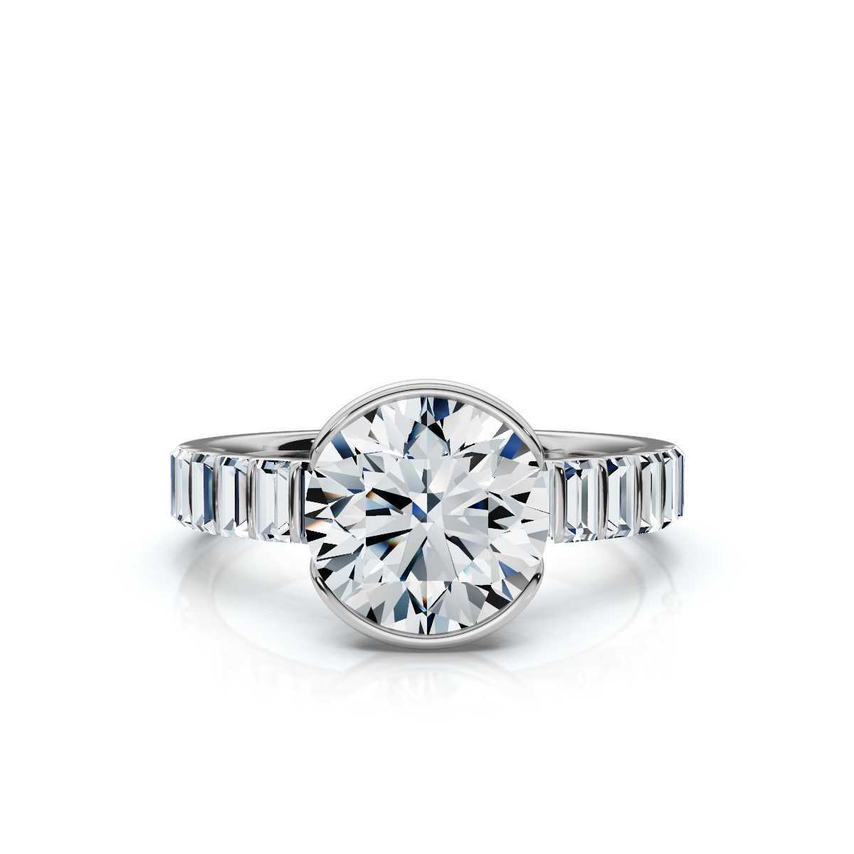 14K White Gold Ender Baguette Accents Lab Grown Diamond Ring (4/5 ct. tw)