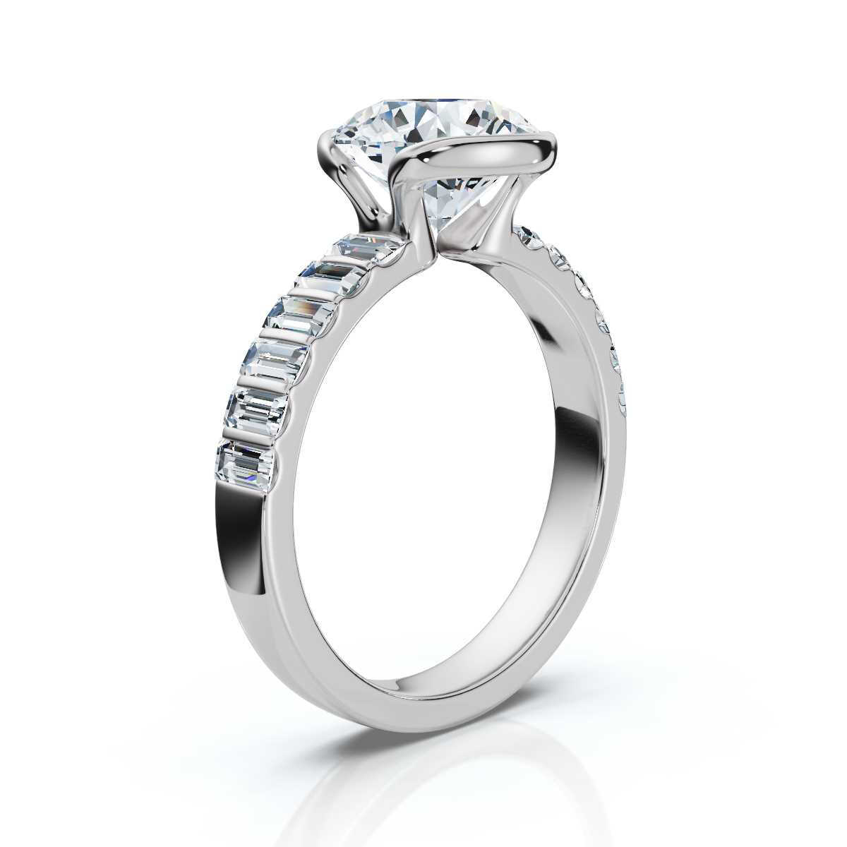 14K White Gold Ender Baguette Accents Lab Grown Diamond Ring (4/5 ct. tw)