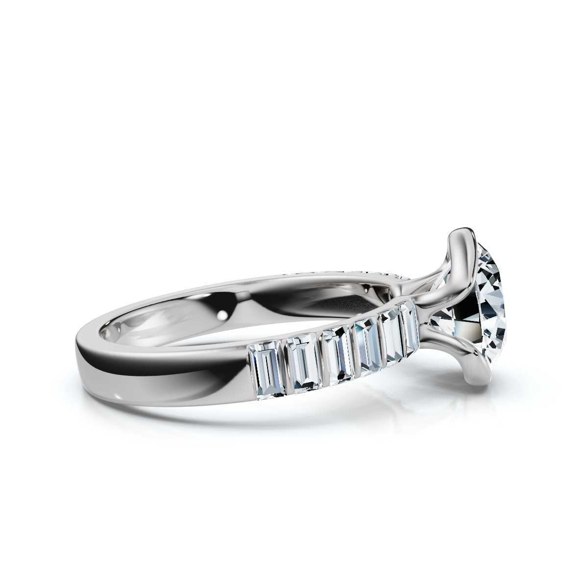 14K White Gold Ender Baguette Accents Lab Grown Diamond Ring (4/5 ct. tw)