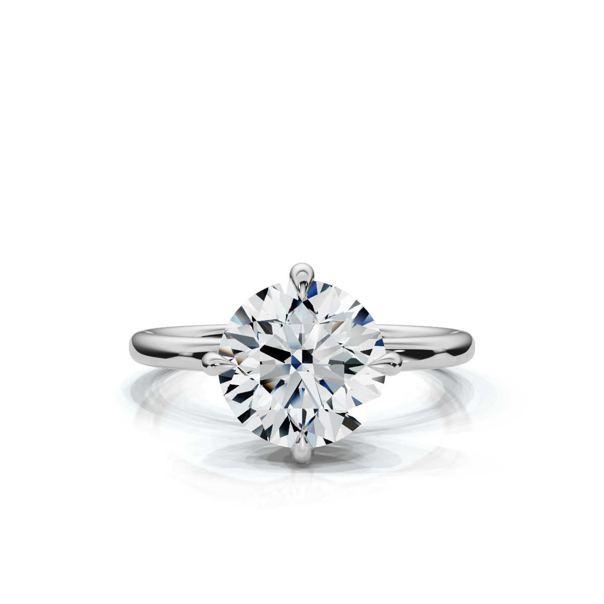 14K White Gold Emery Solitaire Engagement Ring 