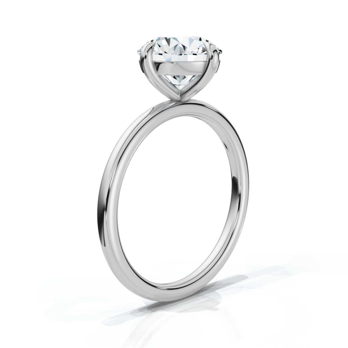 14K White Gold Emery Solitaire Engagement Ring 