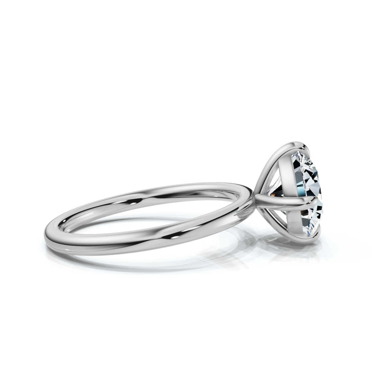 14K White Gold Emery Solitaire Engagement Ring 