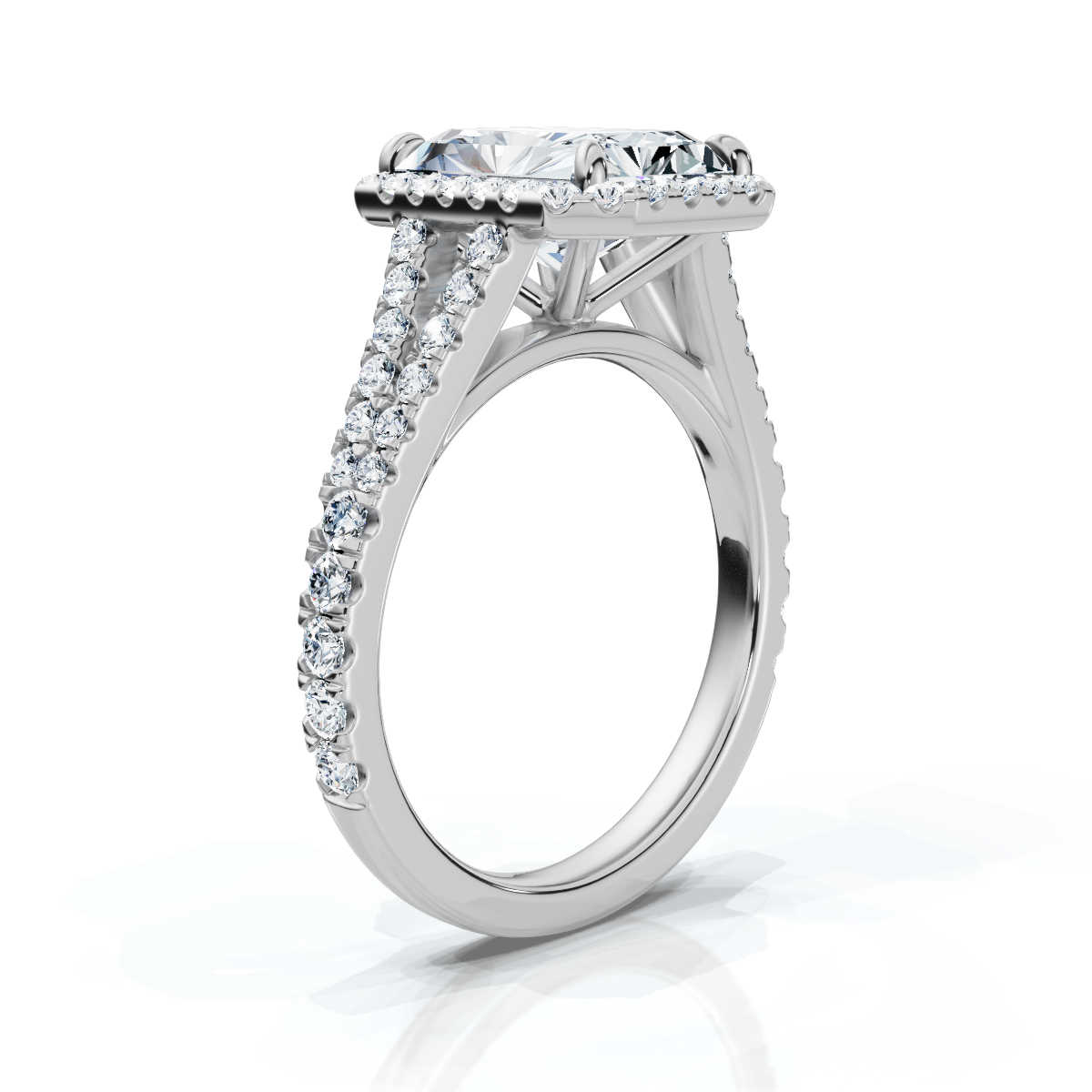 14K White Gold Akari Split Shank Halo Lab Grown Diamond Ring (2/3 ct. tw)