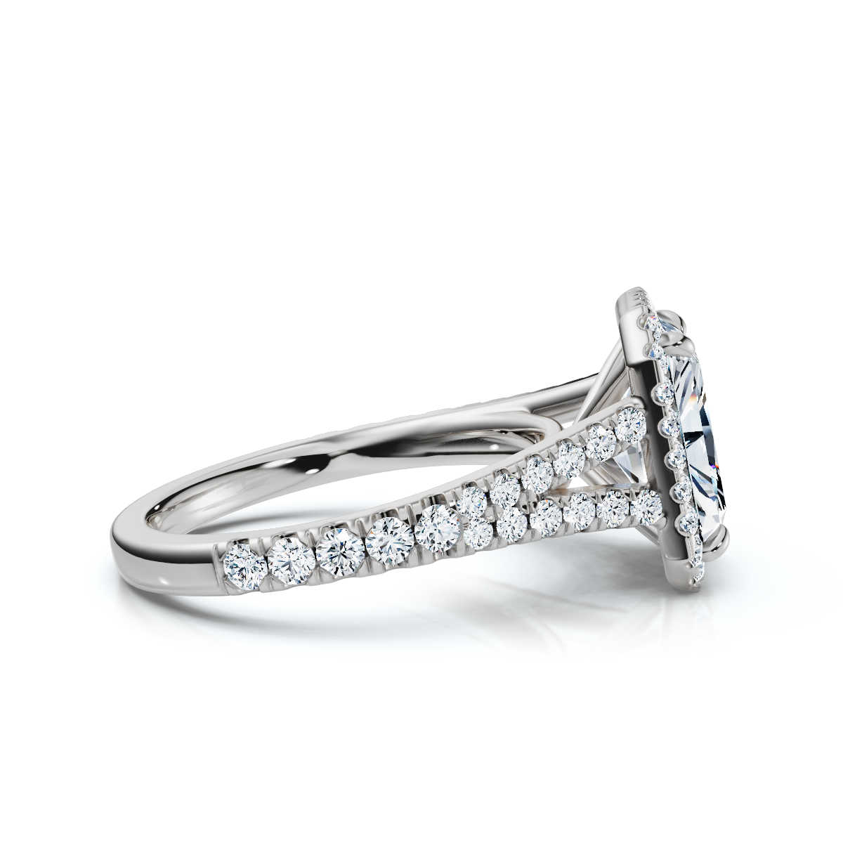 14K White Gold Akari Split Shank Halo Lab Grown Diamond Ring (2/3 ct. tw)